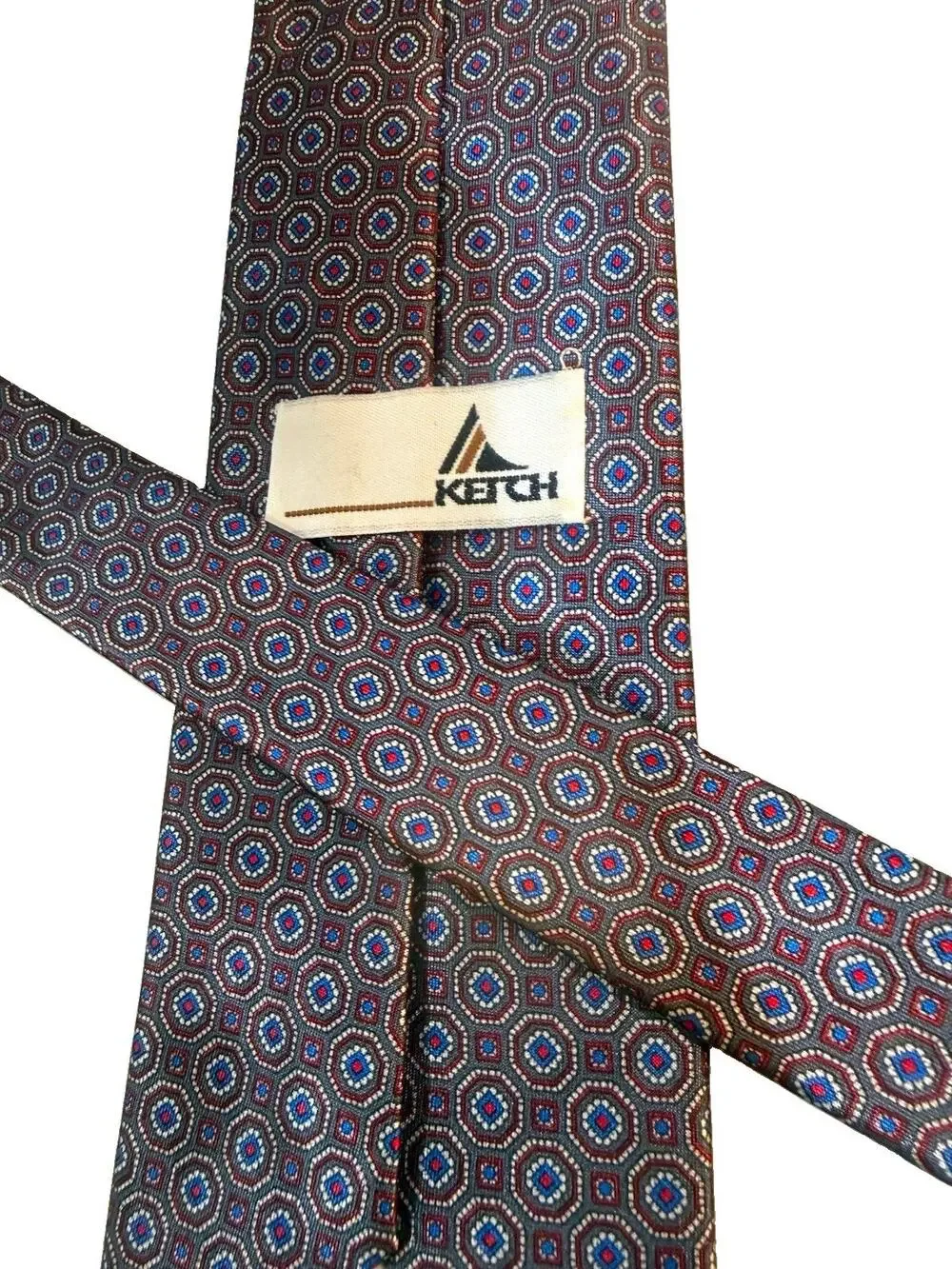 Ketch Men's Geometric Tie Green Purple Blue White Classic Style Width Length